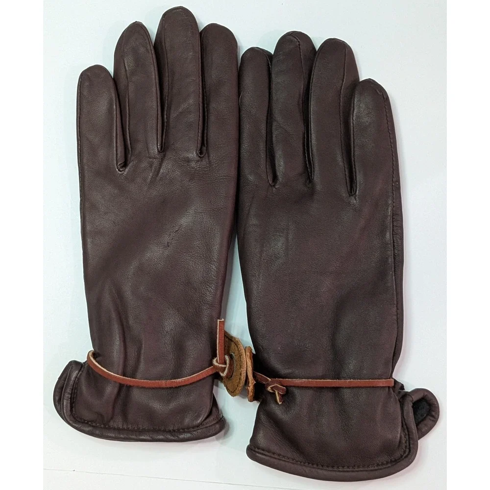 Grandoe Gloves Women L Brown Excellent Leather Arctic Plus Fleece Winter Warm